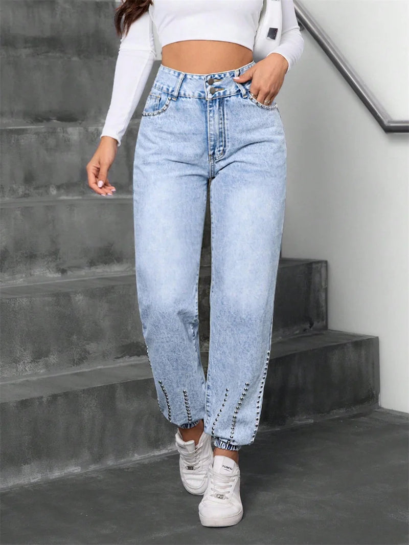 Calça jeans Retrô cintura alta - Elleganza