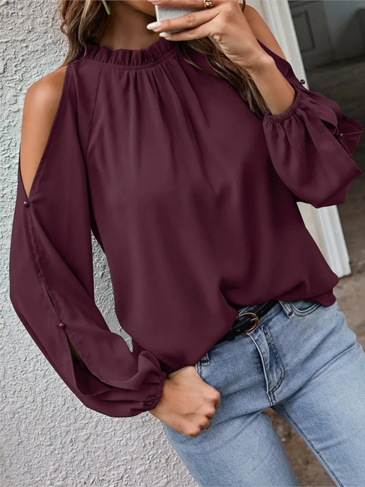 Blusa Feminina manga longa casual - Elleganza