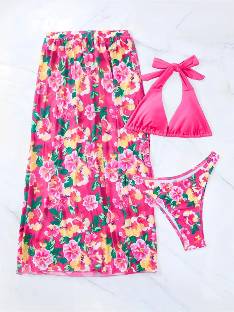 Bikini conjunto estampado 3 peças